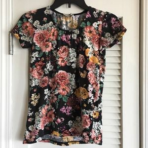 TopShop Floral Short Sleeve Top SZ M